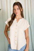 Cuffed Sleeve Button Down Light Weight | Modern Grace Boutique