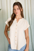 Cuffed Sleeve Button Down Light Weight | Modern Grace Boutique