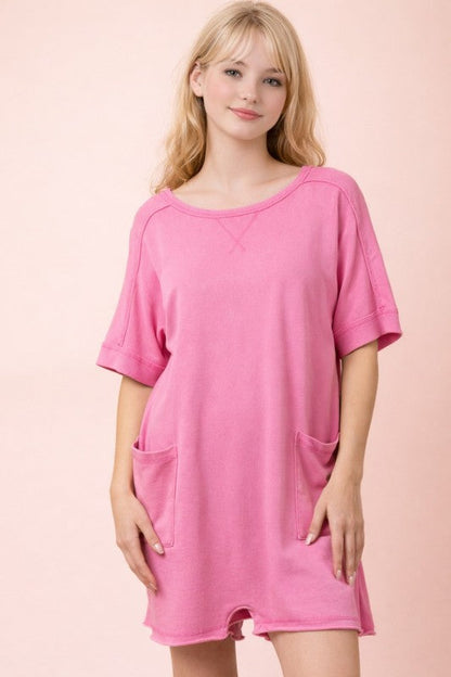 Mineral Washed Knit Casual Romper