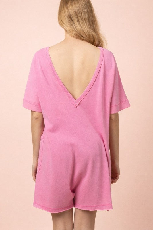 Mineral Washed Knit Casual Romper