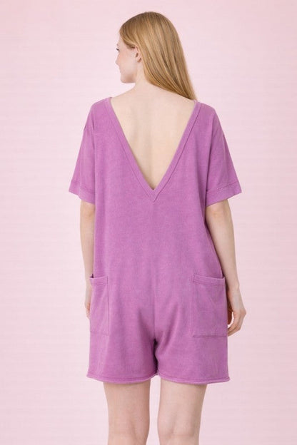 Mineral Washed Knit Casual Romper