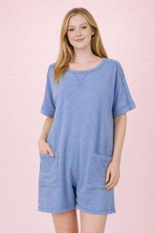 Mineral Washed Knit Casual Romper | Modern Grace Boutique