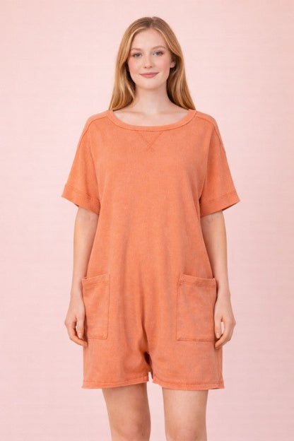 Mineral Washed Knit Casual Romper