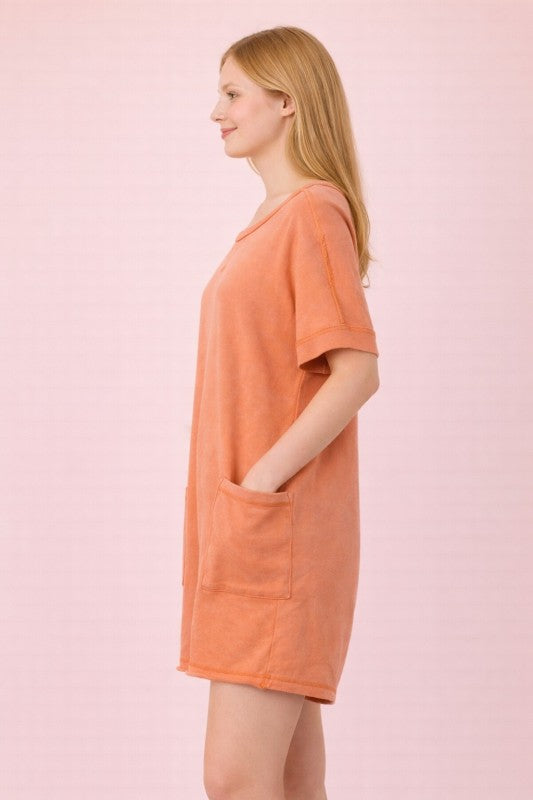 Mineral Washed Knit Casual Romper