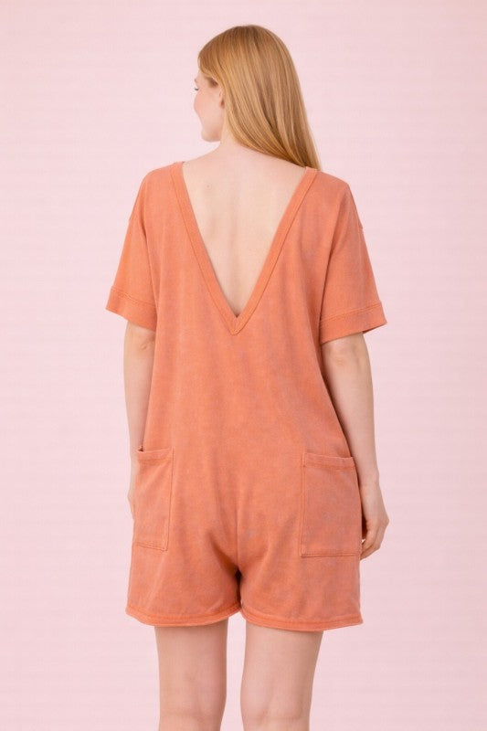 Mineral Washed Knit Casual Romper