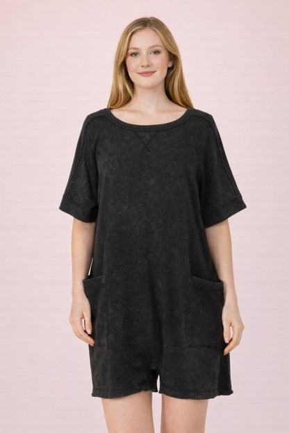 Mineral Washed Knit Casual Romper
