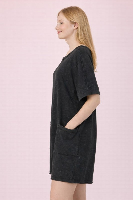 Mineral Washed Knit Casual Romper