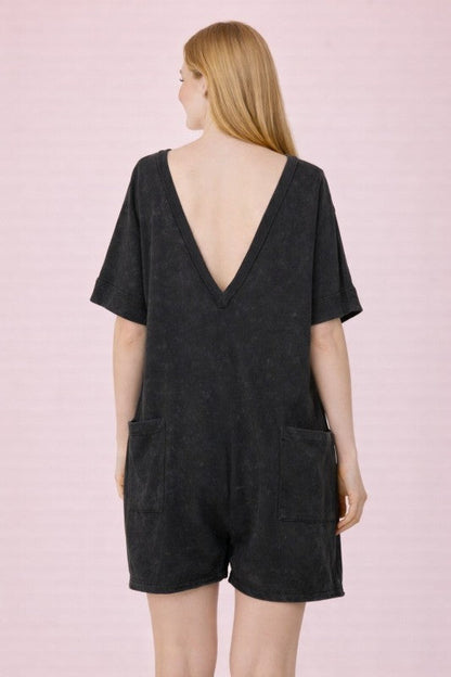 Mineral Washed Knit Casual Romper