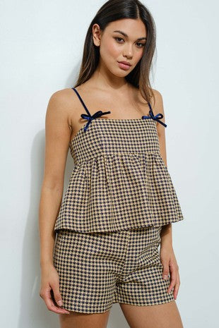 Gingham Peplum Cami