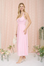 Pink Tiered Pleated Sleeveless Maxi Dress | Modern Grace Boutique
