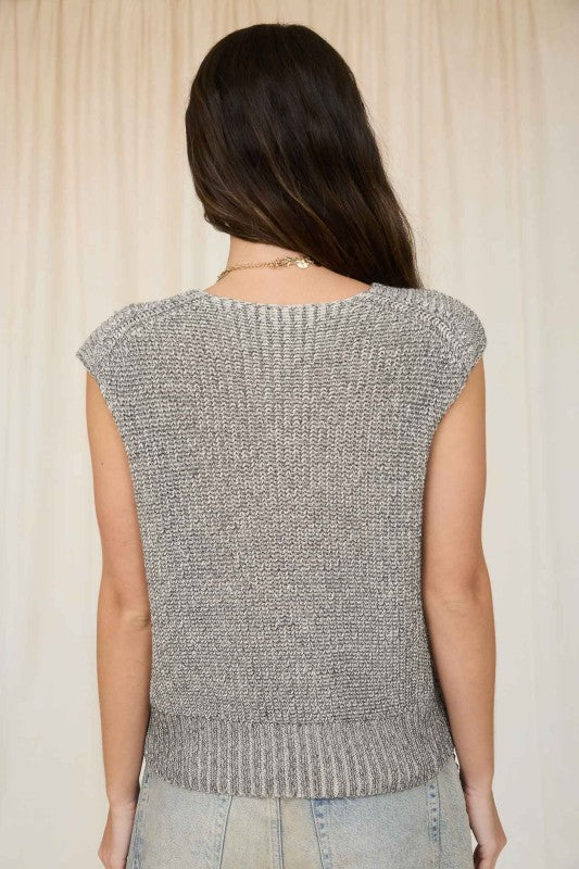 Marbled button down knit sweater