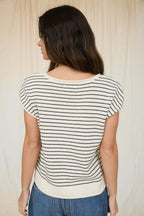 Striped Button Up Knit Short Sleeve Top | Modern Grace Boutique