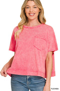 Fuchsia Pop Mineral Wash Pocket Tee | Modern Grace Boutique