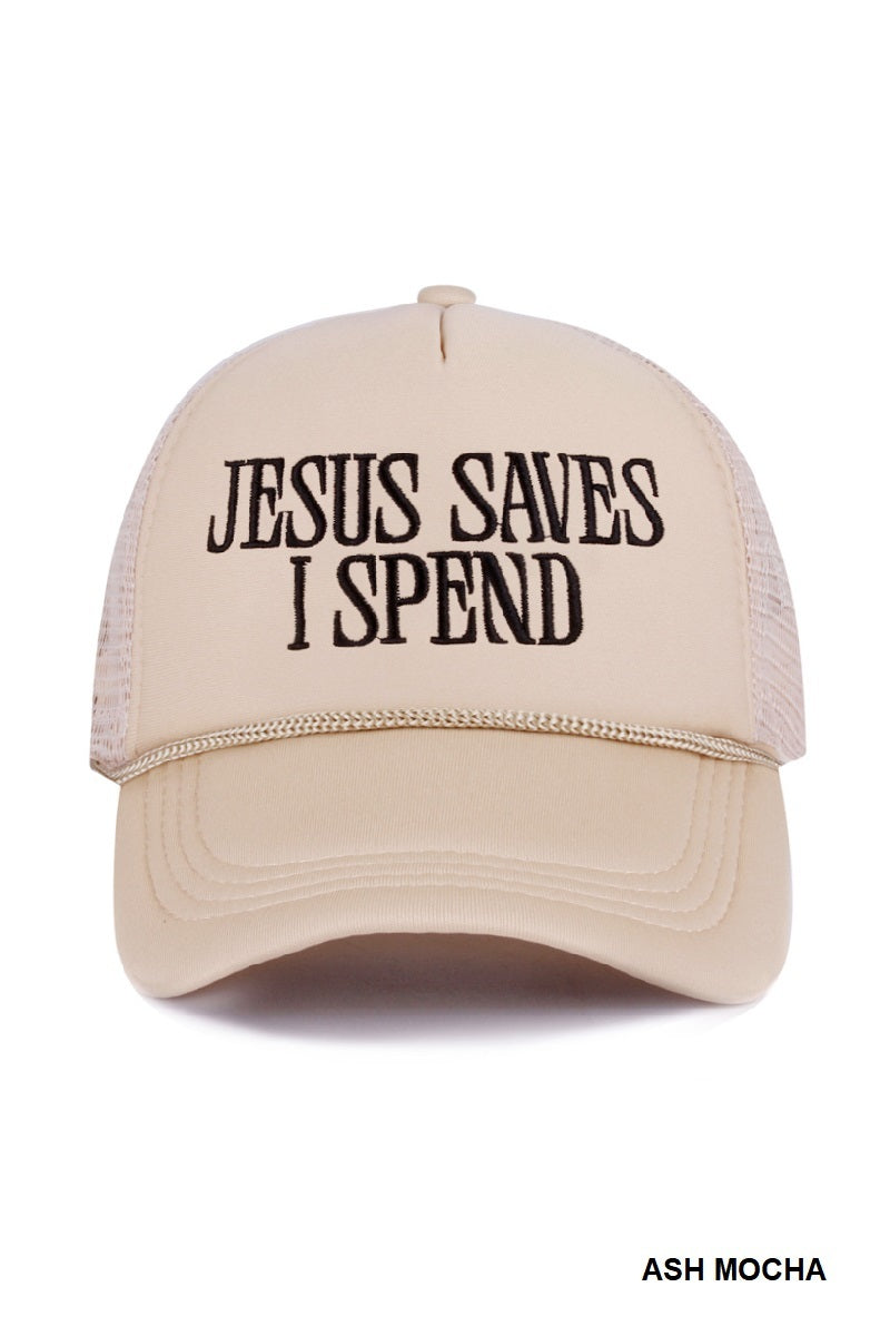 Jesus Saves I Spend Trucker Hat | Modern Grace Boutique