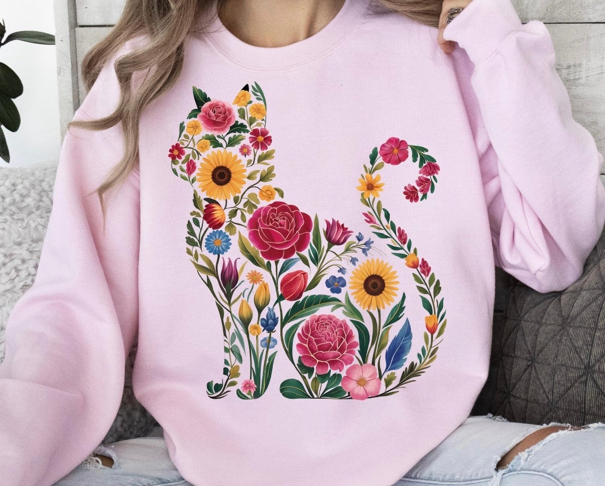 🌸 Floral Cat Sweatshirt
