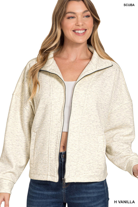Scuba Knit Zip Up Vanilla