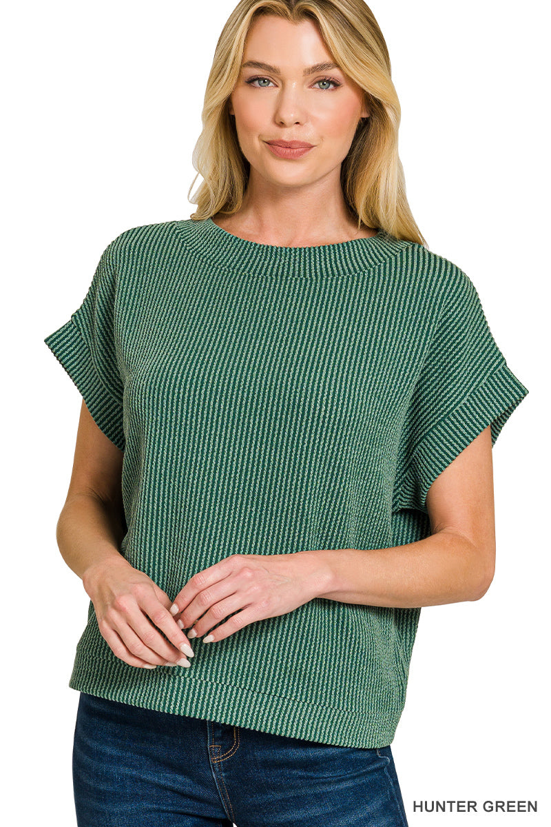 Hunter Waffle Knit Cap Sleeve Top
