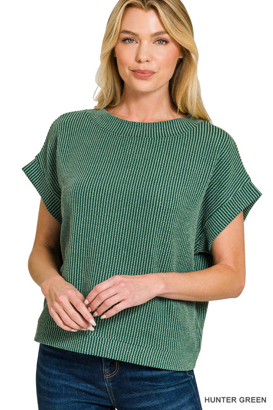 Hunter Waffle Knit Cap Sleeve Top