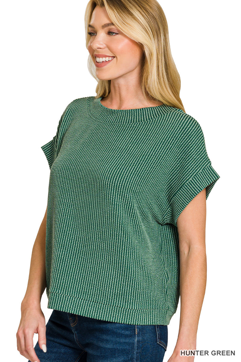 Hunter Waffle Knit Cap Sleeve Top