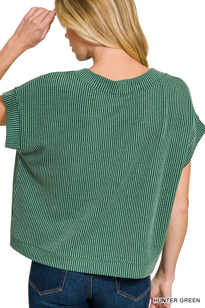 Hunter Waffle Knit Cap Sleeve Top
