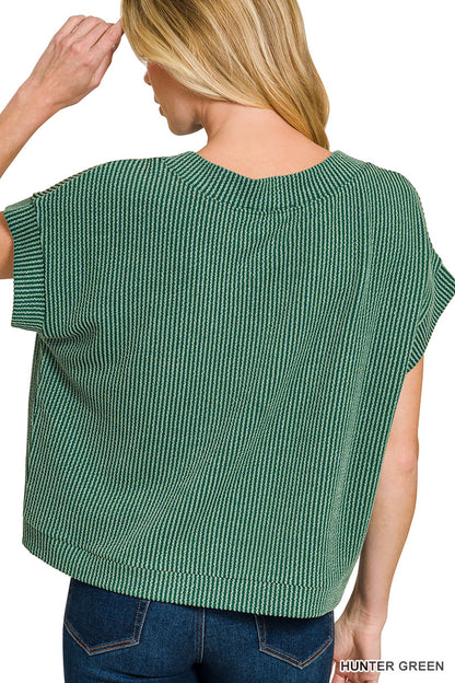 Hunter Waffle Knit Cap Sleeve Top