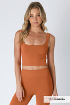 Chevron Ribbed Crop Top Lounge Tank